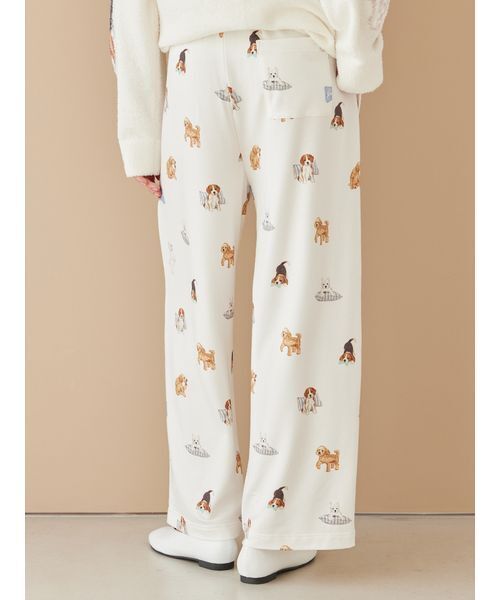 gelato pique プレイフルDOG柄ロングパンツ S-M UNISEX】プレイフルDOG柄ロングパンツ（ルームウェア/パジャマ