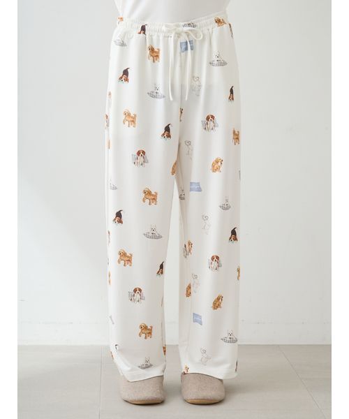 gelato pique プレイフルDOG柄ロングパンツ S-M UNISEX】プレイフルDOG柄ロングパンツ（ルームウェア/パジャマ