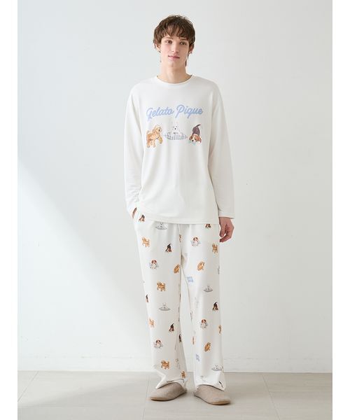 新品タグ付♡ ジェラートピケ ロングパンツ UNISEX】プレイフルDOG柄ロングパンツ（ルームウェア/パジャマ