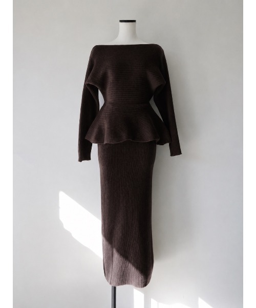 celon(セロン)の「textured peplum knit set(ワンピース・レディース・ブラウン/ベージュ・FREE)」の9枚目の写真