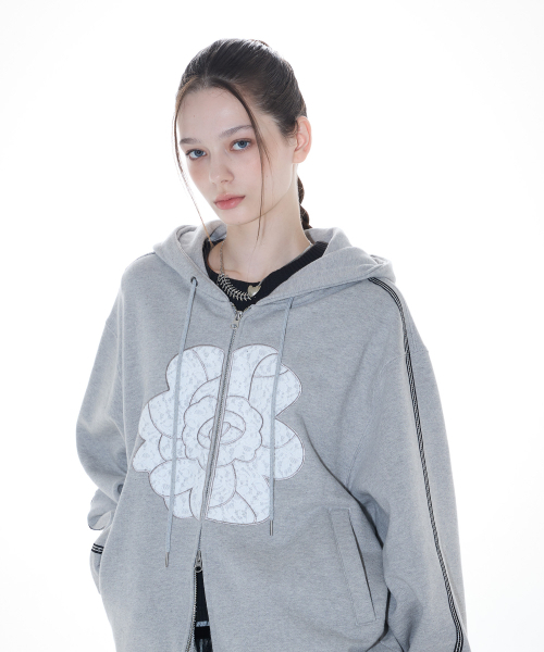 LARTIGENT(ラーティゼン)の「L14 ROSE HOOD ZIP-UP(GRAY)(パーカー・レディース・その他・FREE)」の2枚目の写真