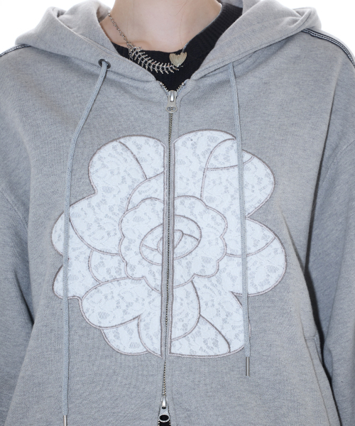 LARTIGENT(ラーティゼン)の「L14 ROSE HOOD ZIP-UP(GRAY)(パーカー・レディース・その他・FREE)」の4枚目の写真