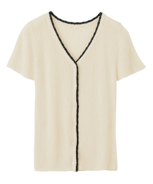 CHAN ME(チャンミ)の「配色サマーニットカーディガン(ニット/セーター・レディース・アイボリー/ネイビー・X-LARGE/LARGE/MEDIUM)」の7枚目の写真