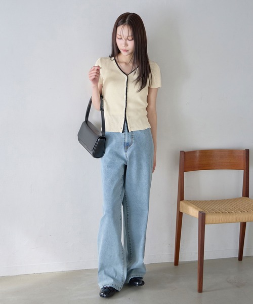 CHAN ME(チャンミ)の「配色サマーニットカーディガン(ニット/セーター・レディース・アイボリー/ネイビー・X-LARGE/LARGE/MEDIUM)」の10枚目の写真