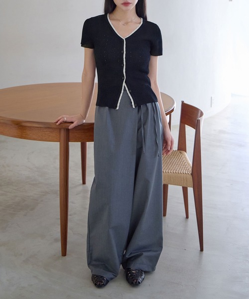 CHAN ME(チャンミ)の「配色サマーニットカーディガン(ニット/セーター・レディース・アイボリー/ネイビー・X-LARGE/LARGE/MEDIUM)」の17枚目の写真