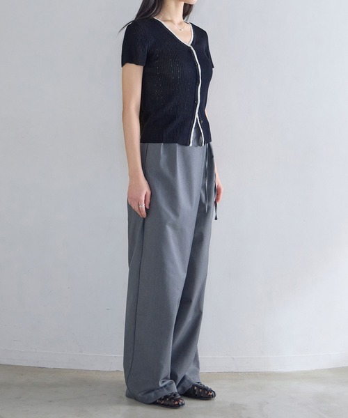 CHAN ME(チャンミ)の「配色サマーニットカーディガン(ニット/セーター・レディース・アイボリー/ネイビー・X-LARGE/LARGE/MEDIUM)」の3枚目の写真