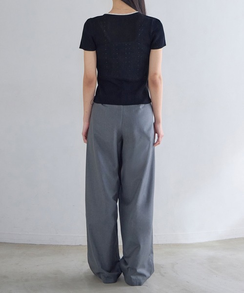 CHAN ME(チャンミ)の「配色サマーニットカーディガン(ニット/セーター・レディース・アイボリー/ネイビー・X-LARGE/LARGE/MEDIUM)」の4枚目の写真