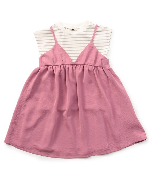 Seraph（セラフ）の「フレンチスリーブTシャツ　キャミソールワンピースセット_ジュニア対応（ワンピース・キッズ・ピンク/カーキ/ブラック・90/80/140/130/120/110/100）」の3枚目の写真