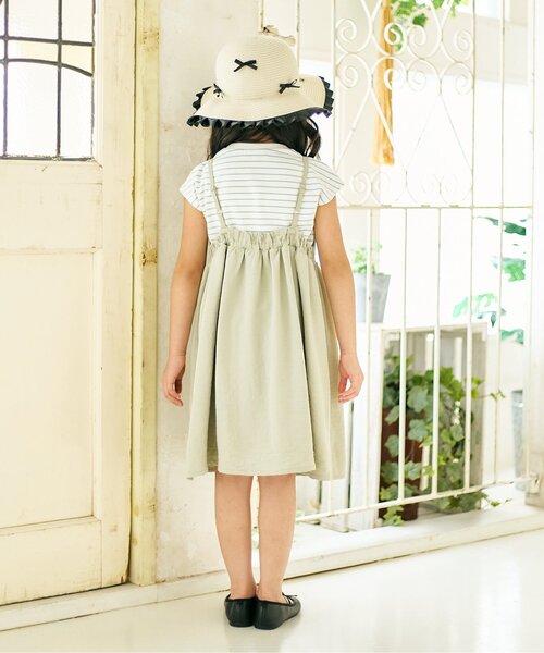 Seraph（セラフ）の「フレンチスリーブTシャツ　キャミソールワンピースセット_ジュニア対応（ワンピース・キッズ・ピンク/カーキ/ブラック・90/80/140/130/120/110/100）」の5枚目の写真