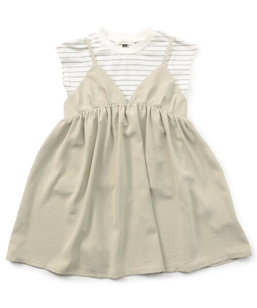 Seraph（セラフ）の「フレンチスリーブTシャツ　キャミソールワンピースセット_ジュニア対応（ワンピース・キッズ・ピンク/カーキ/ブラック・90/80/140/130/120/110/100）」の6枚目の写真