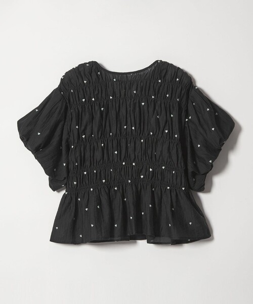 EMMEL REFINES（エメルリファインズ）の「＜EMMEL REFINES＞EM ハートシシュウ シャーリング ブラウス（シャツ/ブラウス・レディース・ライトブルー/ブラック/ライム・FREE）」の2枚目の写真