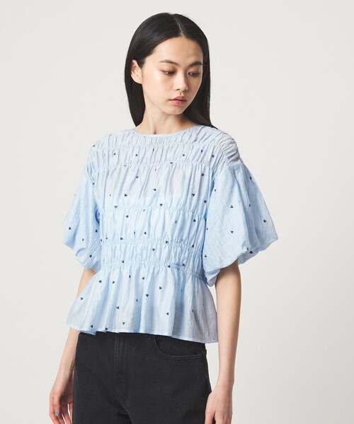 EMMEL REFINES（エメルリファインズ）の「＜EMMEL REFINES＞EM ハートシシュウ シャーリング ブラウス（シャツ/ブラウス・レディース・ライトブルー/ブラック/ライム・FREE）」の19枚目の写真