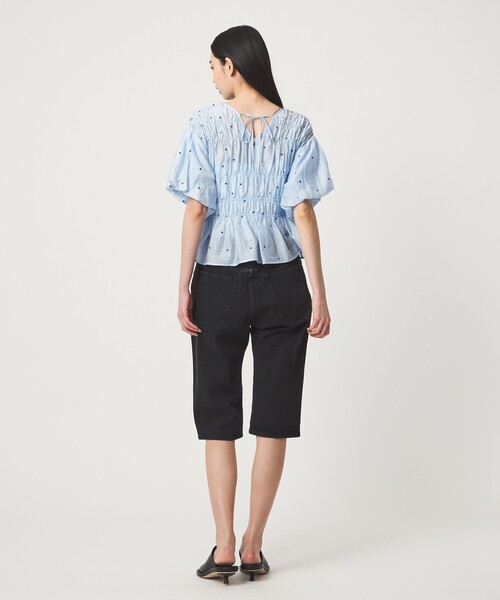 EMMEL REFINES（エメルリファインズ）の「＜EMMEL REFINES＞EM ハートシシュウ シャーリング ブラウス（シャツ/ブラウス・レディース・ライトブルー/ブラック/ライム・FREE）」の5枚目の写真