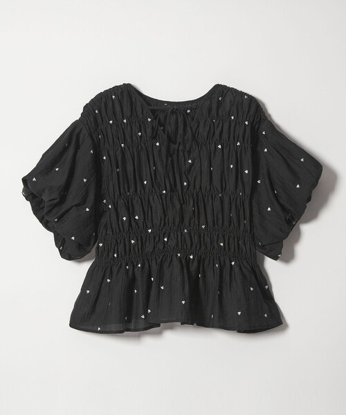 EMMEL REFINES（エメルリファインズ）の「＜EMMEL REFINES＞EM ハートシシュウ シャーリング ブラウス（シャツ/ブラウス・レディース・ライトブルー/ブラック/ライム・FREE）」の6枚目の写真