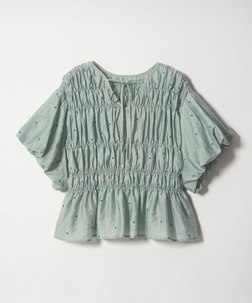 EMMEL REFINES（エメルリファインズ）の「＜EMMEL REFINES＞EM ハートシシュウ シャーリング ブラウス（シャツ/ブラウス・レディース・ライトブルー/ブラック/ライム・FREE）」の12枚目の写真