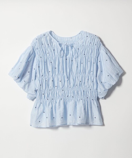 EMMEL REFINES（エメルリファインズ）の「＜EMMEL REFINES＞EM ハートシシュウ シャーリング ブラウス（シャツ/ブラウス・レディース・ライトブルー/ブラック/ライム・FREE）」の16枚目の写真