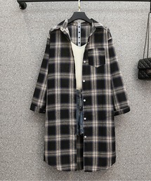 ストライプ ロングシャツ シャツワンピース シャツ/ブラウス」に該当