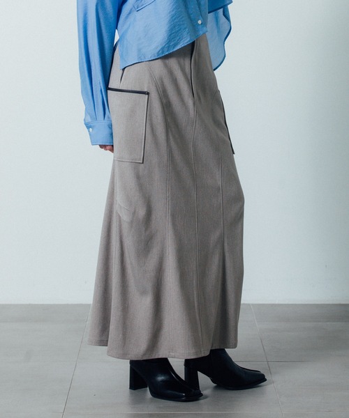 CITY TOKYO(シティトウキョウ)の「【CITY TOKYO/シティートウキョウ】タッキングカーゴスカート(スカート・レディース・ベージュ/ブラック・1/2)」の1枚目の写真