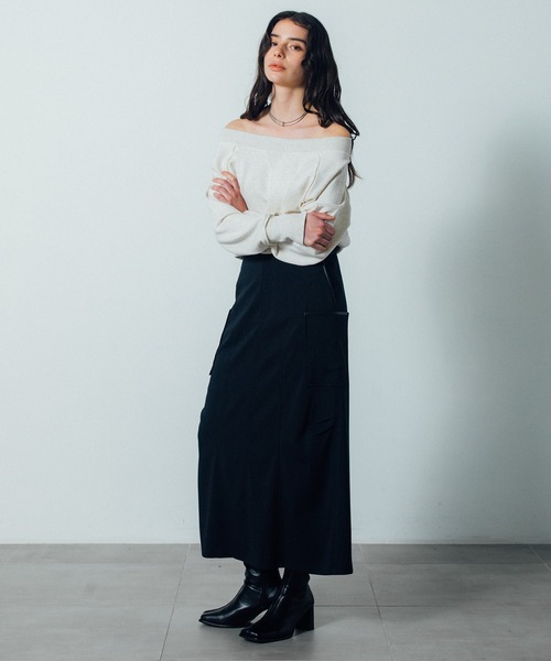 CITY TOKYO(シティトウキョウ)の「【CITY TOKYO/シティートウキョウ】タッキングカーゴスカート(スカート・レディース・ベージュ/ブラック・1/2)」の3枚目の写真