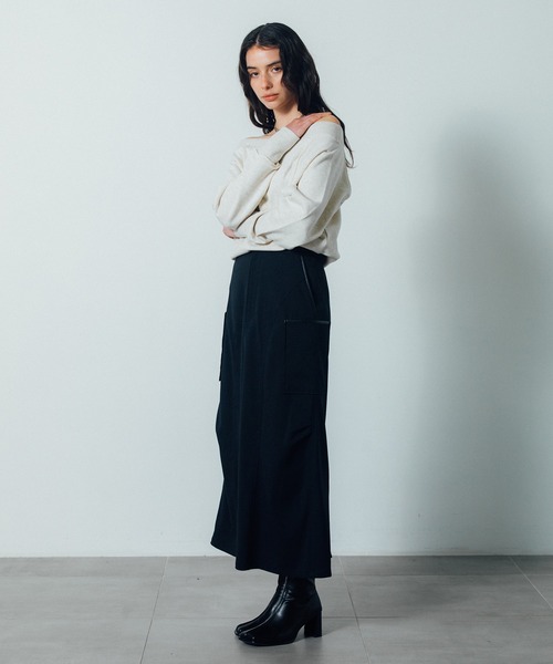 CITY TOKYO(シティトウキョウ)の「【CITY TOKYO/シティートウキョウ】タッキングカーゴスカート(スカート・レディース・ベージュ/ブラック・1/2)」の4枚目の写真