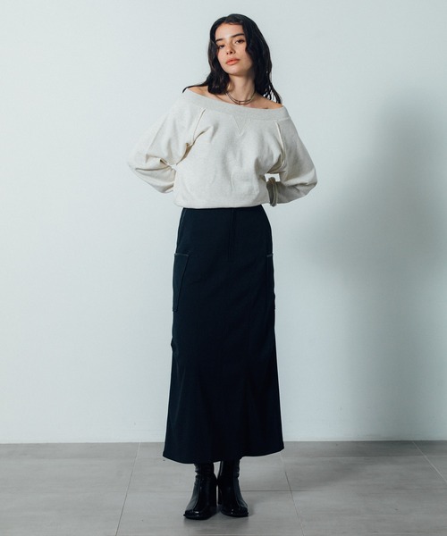 CITY TOKYO(シティトウキョウ)の「【CITY TOKYO/シティートウキョウ】タッキングカーゴスカート(スカート・レディース・ベージュ/ブラック・1/2)」の5枚目の写真