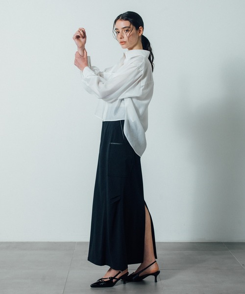 CITY TOKYO(シティトウキョウ)の「【CITY TOKYO/シティートウキョウ】タッキングカーゴスカート(スカート・レディース・ベージュ/ブラック・1/2)」の7枚目の写真