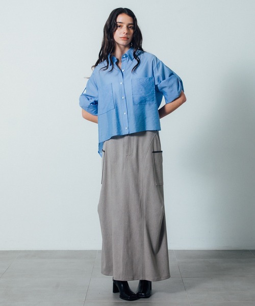 CITY TOKYO(シティトウキョウ)の「【CITY TOKYO/シティートウキョウ】タッキングカーゴスカート(スカート・レディース・ベージュ/ブラック・1/2)」の22枚目の写真