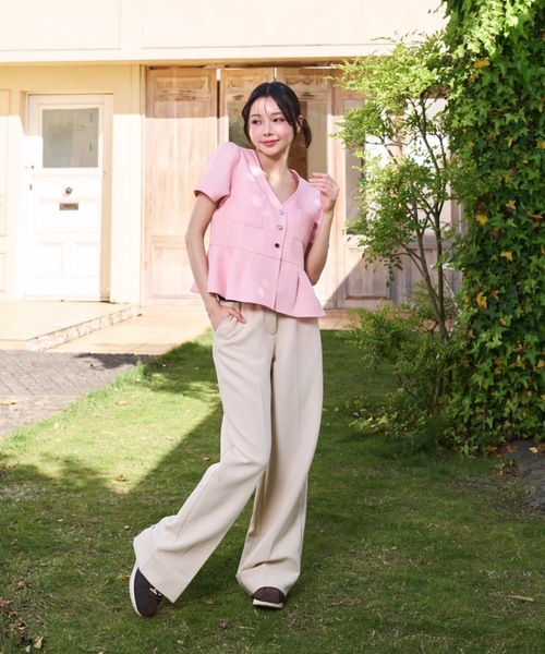 Lallana(ララーナ)の「Peplum Flare Silhouette Top/ペプラムフレアシルエットトップス(シャツ/ブラウス・レディース・ピンク/ブラック/アイボリー・FREE)」の22枚目の写真