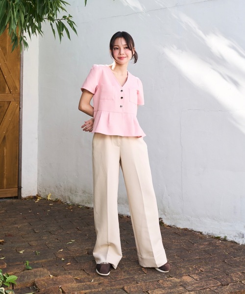 Lallana(ララーナ)の「Peplum Flare Silhouette Top/ペプラムフレアシルエットトップス(シャツ/ブラウス・レディース・ピンク/ブラック/アイボリー・FREE)」の19枚目の写真