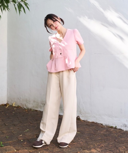 Lallana(ララーナ)の「Peplum Flare Silhouette Top/ペプラムフレアシルエットトップス(シャツ/ブラウス・レディース・ピンク/ブラック/アイボリー・FREE)」の17枚目の写真
