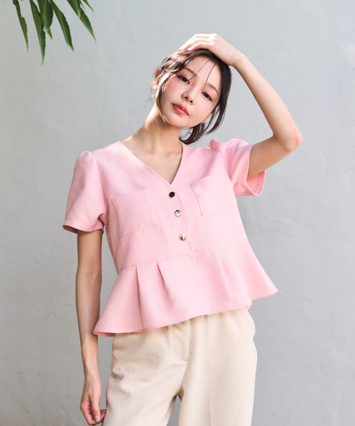 Lallana(ララーナ)の「Peplum Flare Silhouette Top/ペプラムフレアシルエットトップス(シャツ/ブラウス・レディース・ピンク/ブラック/アイボリー・FREE)」の11枚目の写真