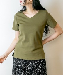 VネックダブルフロントTシャツ