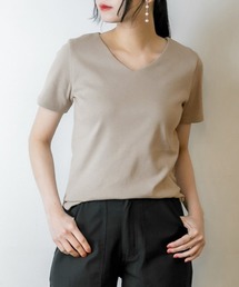 VネックダブルフロントTシャツ