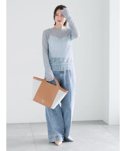 Te chichi(テチチ)の「ストレッチレーストップス《2026 spring catalog item》(Tシャツ/カットソー・レディース・オフホワイト/クリーム/サックスブルー・F)」の7枚目の写真