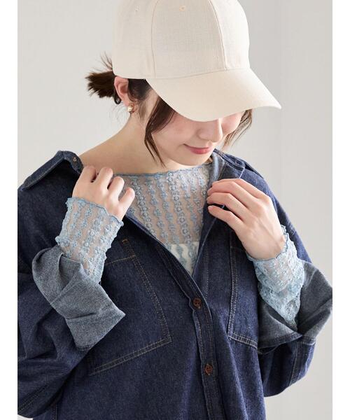 Te chichi(テチチ)の「ストレッチレーストップス《2026 spring catalog item》(Tシャツ/カットソー・レディース・オフホワイト/クリーム/サックスブルー・F)」の11枚目の写真