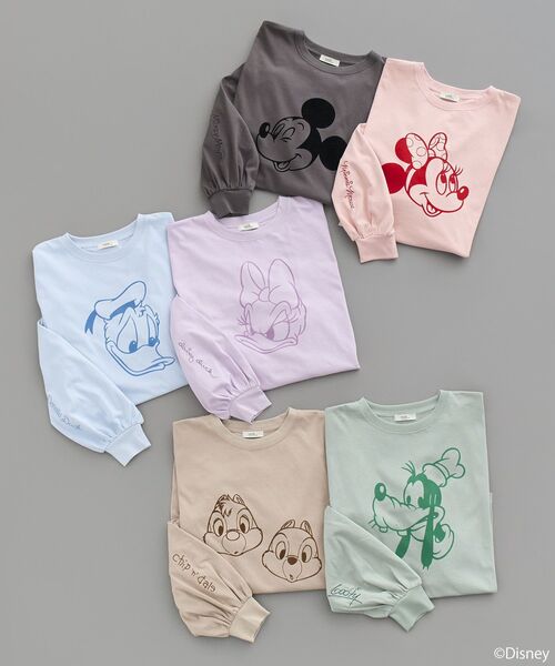 Disney(ディズニー)の「Disney/アソートプリントロンTEE(Tシャツ/カットソー・レディース・チャコールグレー/ブラウン/グリーン/ピンク/ライトブルー/ラベンダー・FREE)」の7枚目の写真