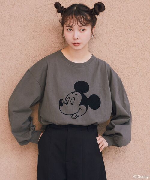 Disney(ディズニー)の「Disney/アソートプリントロンTEE(Tシャツ/カットソー・レディース・チャコールグレー/ブラウン/グリーン/ピンク/ライトブルー/ラベンダー・FREE)」の8枚目の写真