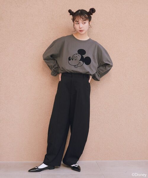 Disney(ディズニー)の「Disney/アソートプリントロンTEE(Tシャツ/カットソー・レディース・チャコールグレー/ブラウン/グリーン/ピンク/ライトブルー/ラベンダー・FREE)」の9枚目の写真