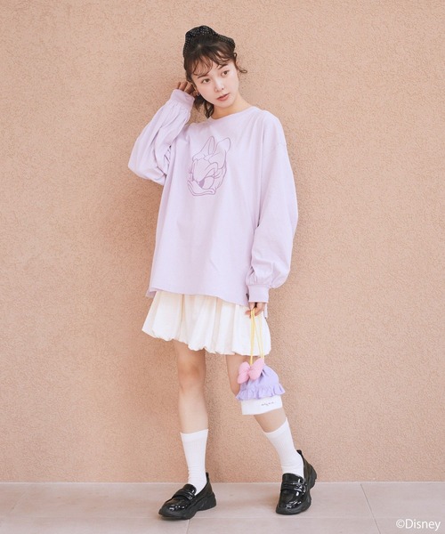 Disney(ディズニー)の「Disney/アソートプリントロンTEE(Tシャツ/カットソー・レディース・チャコールグレー/ブラウン/グリーン/ピンク/ライトブルー/ラベンダー・FREE)」の7枚目の写真