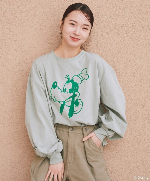 Disney(ディズニー)の「Disney/アソートプリントロンTEE(Tシャツ/カットソー・レディース・チャコールグレー/ブラウン/グリーン/ピンク/ライトブルー/ラベンダー・FREE)」の8枚目の写真