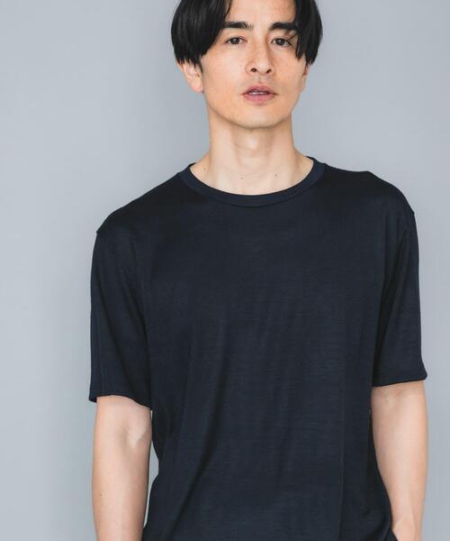 URBAN RESEARCH ROSSO MEN（アーバンリサーチロッソメン）の「『マシンウォッシャブル』『XLサイズあり』ハイクオリティショートスリーブウールTシャツ（Tシャツ/カットソー・メンズ・ブラック/グレー系その他/ネイビー・X-LARGE/LARGE/MEDIUM）」の3枚目の写真