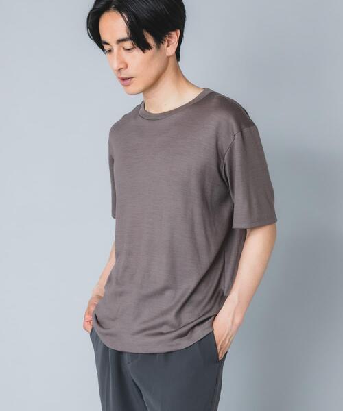 URBAN RESEARCH ROSSO MEN（アーバンリサーチロッソメン）の「『マシンウォッシャブル』『XLサイズあり』ハイクオリティショートスリーブウールTシャツ（Tシャツ/カットソー・メンズ・ブラック/グレー系その他/ネイビー・X-LARGE/LARGE/MEDIUM）」の4枚目の写真