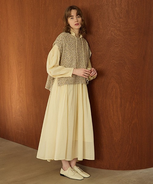 studio CLIP（スタディオクリップ）の「《natural by clip》ドビーストライプギャザーワンピース（ワンピース・レディース・クリーム/ブルー・FREE/PF）」の4枚目の写真