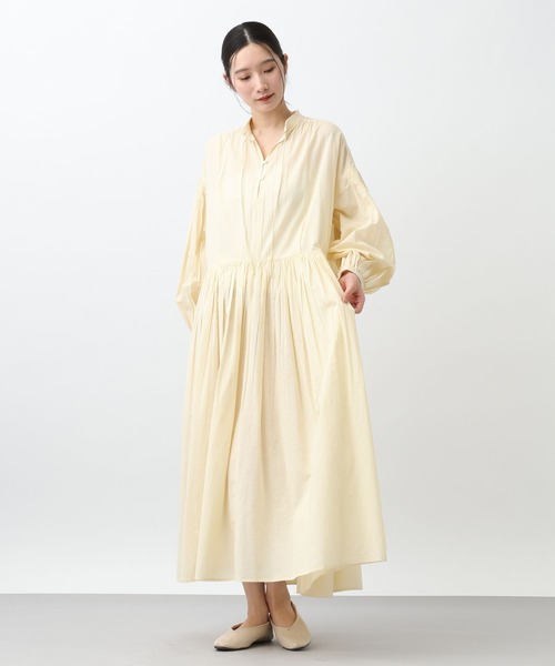 studio CLIP（スタディオクリップ）の「《natural by clip》ドビーストライプギャザーワンピース（ワンピース・レディース・クリーム/ブルー・FREE/PF）」の9枚目の写真