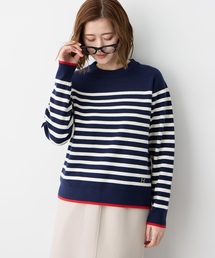 Petit Honfleur（プチオンフルール）の「ミラノリブ配色ボーダーニット【洗える】（ニット/セーター）」
