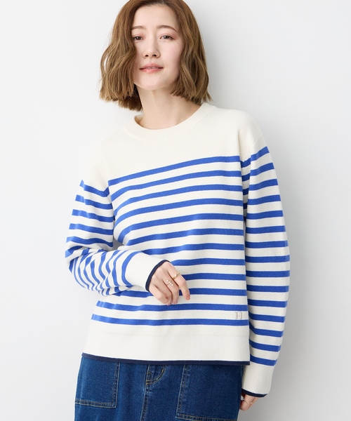 Petit Honfleur(プチオンフルール)の「ミラノリブ配色ボーダーニット【洗える】(ニット/セーター・レディース・ネイビー/グレー/ブルー・M/L)」の11枚目の写真