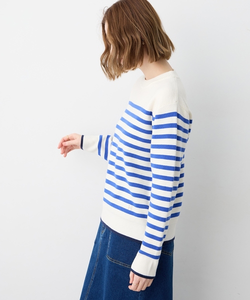 Petit Honfleur(プチオンフルール)の「ミラノリブ配色ボーダーニット【洗える】(ニット/セーター・レディース・ネイビー/グレー/ブルー・M/L)」の13枚目の写真