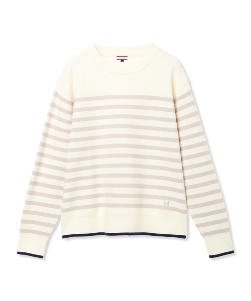 Petit Honfleur(プチオンフルール)の「ミラノリブ配色ボーダーニット【洗える】(ニット/セーター・レディース・ネイビー/グレー/ブルー・M/L)」の9枚目の写真