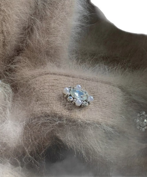 Lana821（ラナハニー）の「飾りボタン モヘアルーズカーディガン（カーディガン/ボレロ・レディース・ベージュ/ブラック・FREE）」の5枚目の写真
