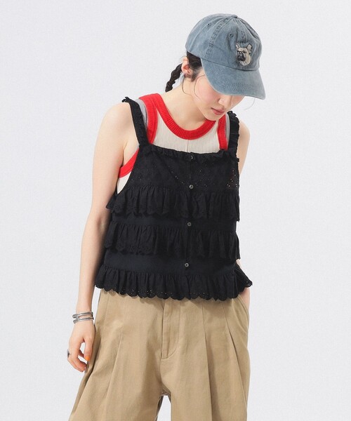 BEAMS BOY（ビームスボーイ）の「カットワーク キャミソール（シャツ/ブラウス・レディース・ブラック/オフホワイト・1/2）」の11枚目の写真